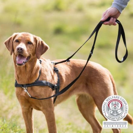 Trixie Harness Lead'n'Walk Soft - hám (húzás ellen,fekete) kutyák részére (S–M) 45–70 cm/25mm