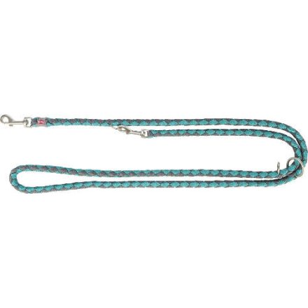 Trixie Cavo Leash - állítható, fonott póráz (aqua kék/grafit szürke) kutyák részére (L-XL) 2m/ø18mm