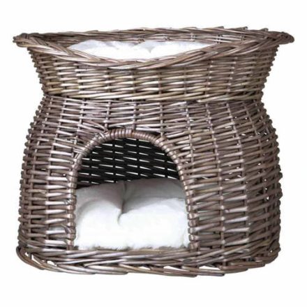 Trixie Wicker Cave with Bed on Top -  fonott macskabútor (szürke) 54x43x37cm