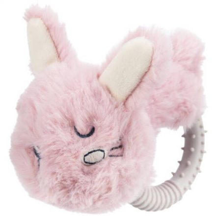 Trixie Junior Bunny - játék (plüss,nyuszi, műanyag karikával) kutyák részére (14cm)