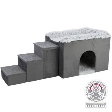 Trixie Harvey cuddly cave with steps - bújó,lépcsőkkel (szürke/fehér-fekete) 135x47x50cm