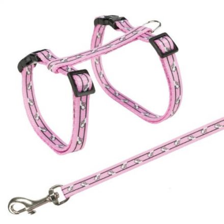 Trixie Harness with Lead - hám szett (mintás,több féle színben) macskák részére ( 27–45 cm/10mm, 1,20m)