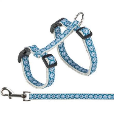 Trixie Harness with Lead Set - hámszett (kék/szürke) macskák részére (27–45 cm/13mm, 1,20m)