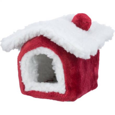 Trixie Xmas Cuddly Cave - bújó (plüss, piros/fehér) egerek és hörcsögök részére (15x12x15cm)