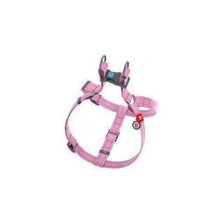 WAUDOG Re-Cotton Harness (S) - hám újrahasznosított pamutból (QR kódos, fényvisszaverő csíkkal, pink) kutyák részére (40-55cm/15mm)