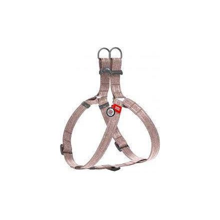 WAUDOG Re-Cotton Harness (M) - hám újrahasznosított pamutból (QR kódos, fényvisszaverő csíkkal, barna ) kutyák részére (50-80cm/20mm)