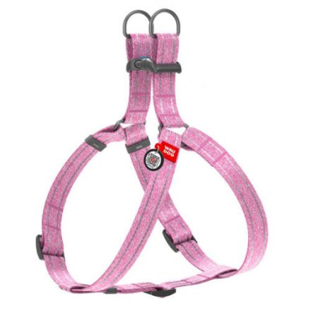 WAUDOG Re-Cotton Harness - hám újrahasznosított pamutból (QR kódos, fényvisszaverő csíkkal, pink) kutyák részére (50-80cm/20mm)