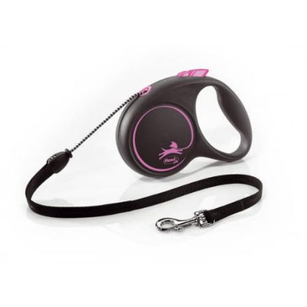 Flexi Black Design "M" (pink) - zsinóros automata póráz (5m)