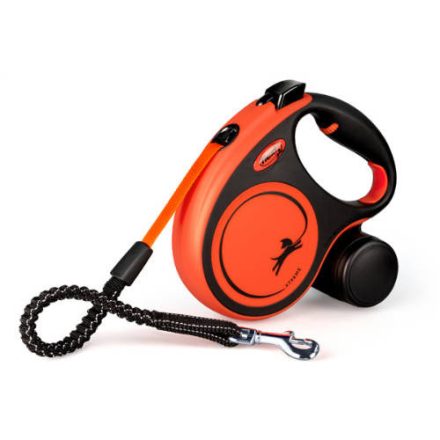 Flexi Xtreme "S" (black/orange) - szalagos automata póráz (5m) max:20kg