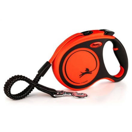 Flexi Xtreme "L" (black/orange) - szalagos automata póráz (5m) max:65kg