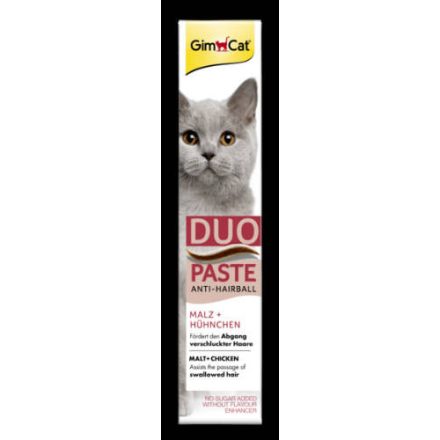 GimCat Anti Hairball Duo Paste Hühnchen ,Malz - kiegészítő eleség (szőroldó) paszta macskák részére (50g)