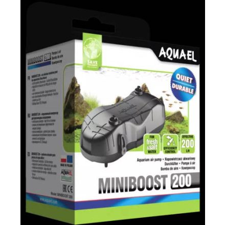 AquaEl Miniboost 200 - Akváriumi-levegőztető készülék 150-200l akváriumokhoz (12,6x5,9x4,8cm) 2,4W