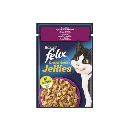 Felix Sensations Jellies - alutasakos (kacsa,spenót - aszpikban) macskák részére (85g)