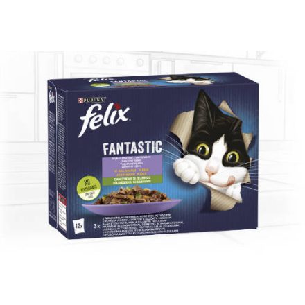 Felix Fantastic - házias (lazac,marha,csirke,bárány) válogatás zöldséggel aszpikban (12x85g)