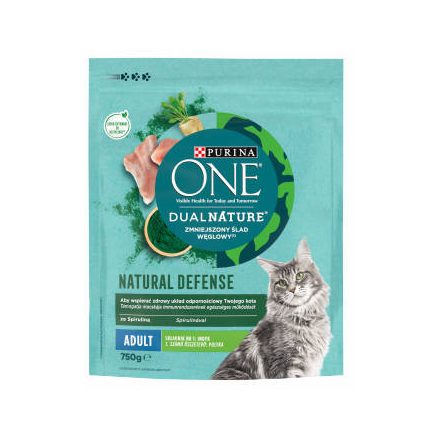 Purina ONE Dual Nature Adult - (Pulyka, spirulina) száraztáp felnőtt macskák részére (750g)