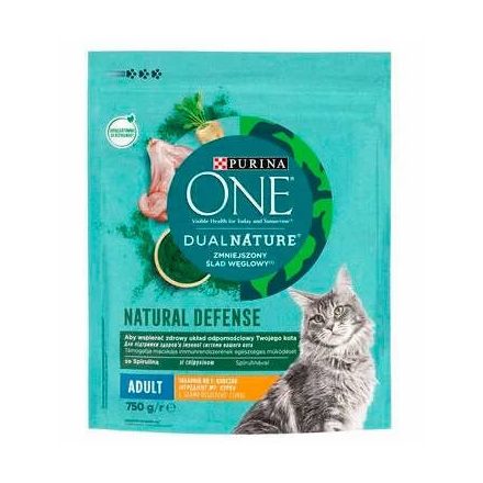 Purina ONE Dual Nature Adult - száraztáp (Csirke, spirulina) felnőtt macskák részére (750g)