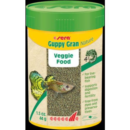 Sera Nature Guppy Gran - granulátum táplálék díszhalak részére (100ml/44g)