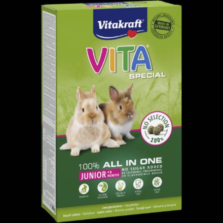 Vitakraft Vita Special Junior - Teljes értékű eleség (könnyen emészthető) fiatal nyulak részére (600g)