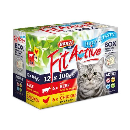 FitaActive Cat FitaBox - alutasakos nedves eledel (6*marha és bárány, 6*csirke és kacsa) - 12x100g