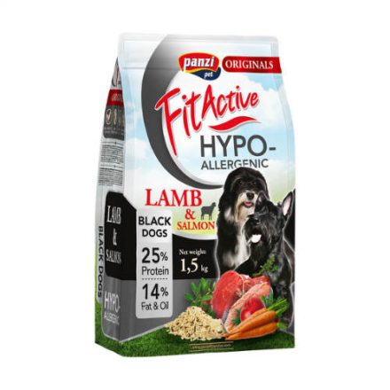 Panzi FitActive BlackDogs Hypoallergenic Adult (bárány) száraztáp - Sötét színű felnőtt kutyák részére (1,5kg)