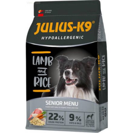 JULIUS K-9 12kg Senior/Light Hypoallergenic (bárány,rizs) száraztáp -  Idős és/ vagy túlsúlyos felnőtt kutyák részére