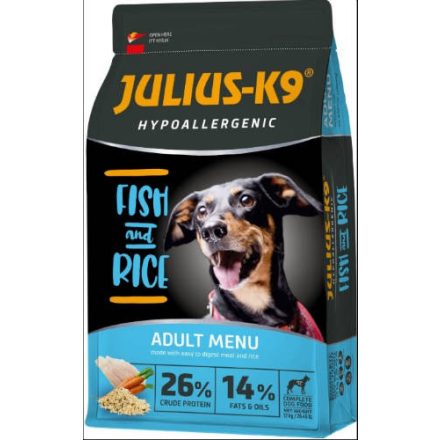 JULIUS K-9 12kg Adult Hypoallergenic (hal,rizs) száraztáp - Ételallergiás felnőtt kutyák részére