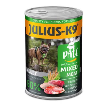 JULIUS - K9 paté mixed meat - nedveseledel (szárnyas,sertés,marha) felnőtt kutyák részére (400g)