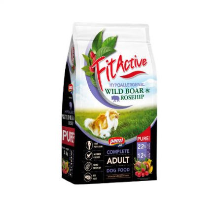 FitActive PURE Hypoallergenic Wild boar -Rosehip - száraztáp (vaddisznó,csipkebogyó) felnőtt kutyák részére (3kg)