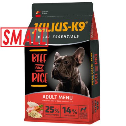 JULIUS K-9 12kg Adult Vital Essentials (marha,rizs) SMALL száraztáp - felnőtt kutyák részére