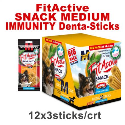 FitActive SNACK Denta-Sticks Hypoallergenic Immunity "M" - jutalomfalat (vörösáfonya, kurkuma) kutyák részére (12dbx150g/#)