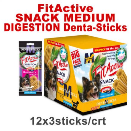 FitActive SNACK Denta-Sticks Hypoallergenic Digestion "M" - jutalomfalat (rozmaring, kurkuma) kutyák részére (12dbx150g/#) - csak kartonra