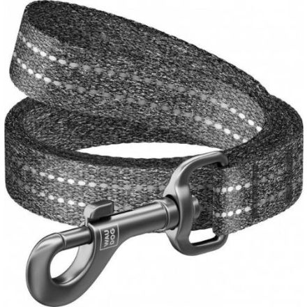 WAUDOG Re-cotton, Reflective Dog Leash (M) - póráz, újrahasznosított pamutból (szürke, fényvisszaverő csíkkal) kutyák részére (20mm/150cm)