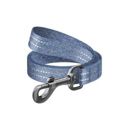 WAUDOG Re-cotton, Reflective Dog Leash (M) - póráz, újrahasznosított pamutból (kék, fényvisszaverő csíkkal) kutyák részére (20mm/150cm)