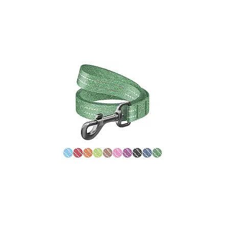 WAUDOG Re-cotton, Reflective Dog Leash (M) - póráz, újrahasznosított pamutból (zöld, fényvisszaverő csíkkal) kutyák részére (20mm/150cm)