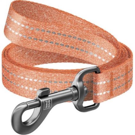 WAUDOG Re-cotton, Reflective Dog Leash (M) - póráz, újrahasznosított pamutból (narancssárga, fényvisszaverő csíkkal) kutyák részére (20mm/150cm)