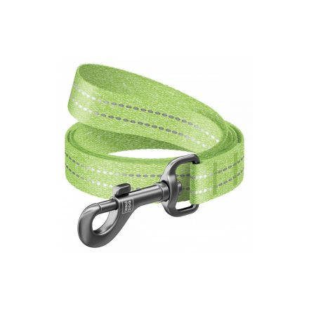 WAUDOG Re-cotton, Reflective Dog Leash (M) - póráz, újrahasznosított pamutból (világoszöld, fényvisszaverő csíkkal) kutyák részére (20mm/150cm)