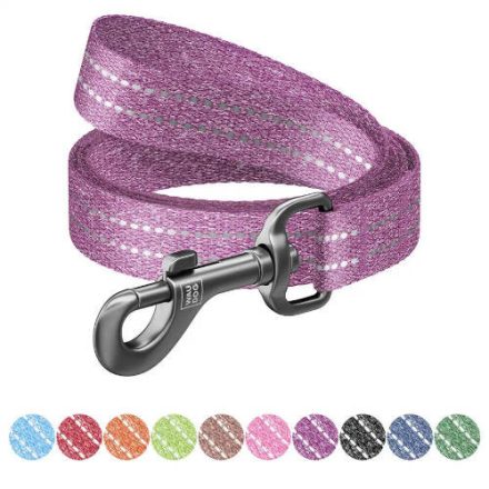 WAUDOG Re-cotton, Reflective Dog Leash (M) - póráz, újrahasznosított pamutból (lila, fényvisszaverő csíkkal) kutyák részére (20mm/150cm)