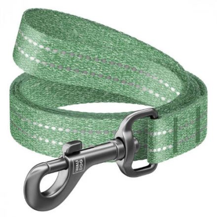 WAUDOG Re-cotton, Reflective Dog Leash XXL - póráz, újrahasznosított pamutból (zöld, fényvisszaverő csíkkal) kutyák részére (25mm/150cm)