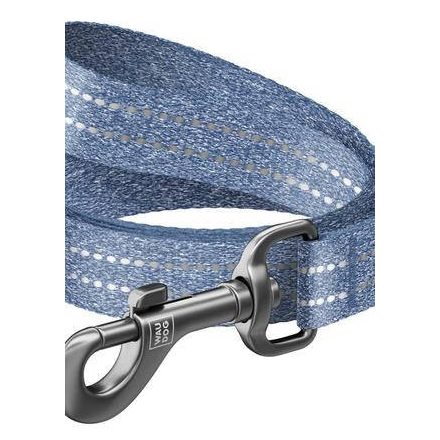 WAUDOG Re-cotton, Reflective Dog Leash (XXL) - póráz, újrahasznosított pamutból (kék, fényvisszaverő csíkkal) kutyák részére (25mm/150cm)