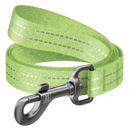 WAUDOG Re-cotton, Reflective Dog Leash (L-XXL) - póráz, újrahasznosított pamutból (világoszöld, fényvisszaverő csíkkal) kutyák részére (25mm/150cm)