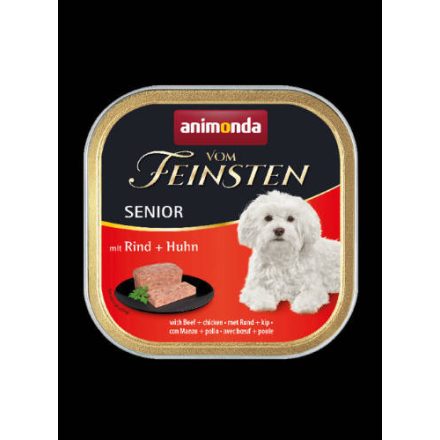 22x Animonda Vom Feinsten Senior (marha,csirke) alutálkás - Felnőtt kutyák részére (150g)