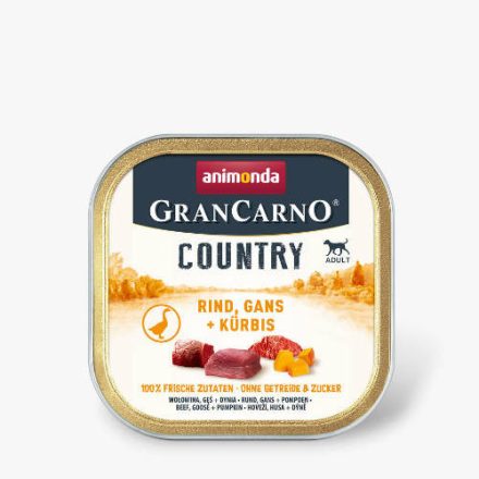 Animonda GranCarno Country (marha, liba, sütőtök) alutálkás - Felnőtt kutyák részére (150g)