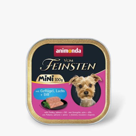 16x Animonda Vom Feinsten Adult Mini mit Geflügel, Lachs + Dill (baromfi,lazac,kapor) alutálkás - felnőtt kutyák részére (100g)