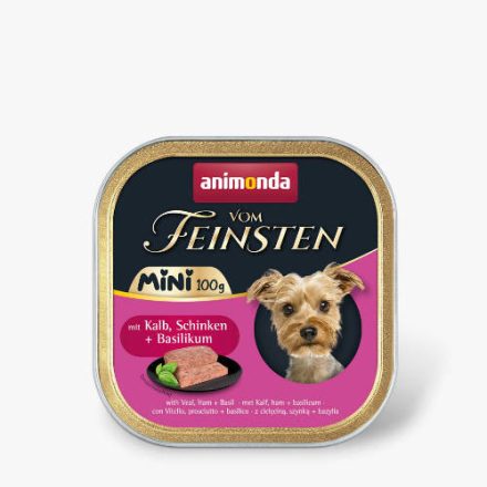 16x Animonda Vom Feinsten Adult Mini mit  Kalb, Schinken + Basilikum (borjú,sonka,bazsalikom) alutálkás - felnőtt kutyák részére (100g)