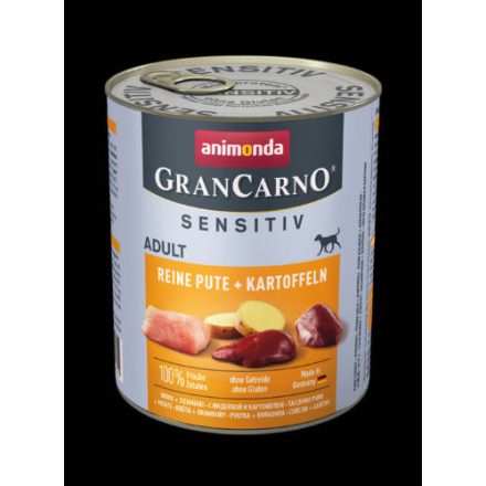 6x Animonda GranCarno Sensitiv Adult (pulyka,burgonya) konzerv - Felnőtt kutyák részére (800g)