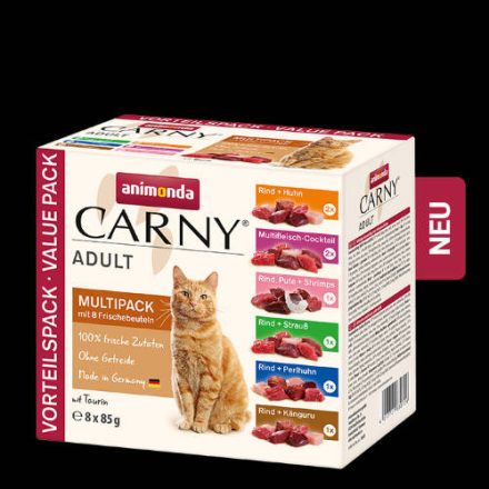 12x Animonda Carny Multipack (húsos válogatás) alutasakos - Felnőtt macskák részére (8x85g)