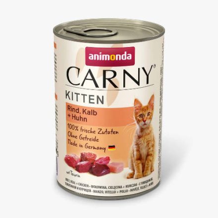 6x Animonda Carny Kitten Kalb,Huhn, Pute - konzerv (borjú,csirke,pulyka) kölyök macskák részére (400g)