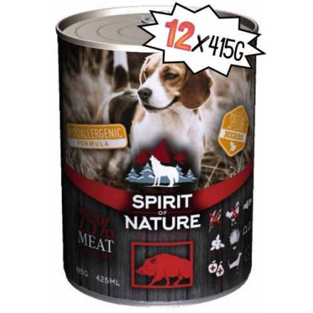 Spirit of Nature Hypoallergenic DOG Vaddisznóhússal 10+2 (12*415gr)