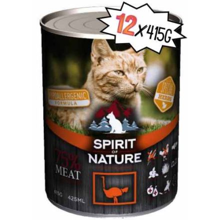 Spirit of Nature Hypoallergenic CAT (Ostrich/Strucc) (12* 415g) 10db+2db