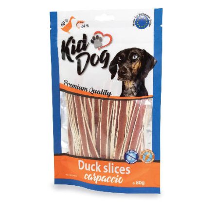 KidDog Duck slices carpaccio - jutalomfalat (kacsahús,tőkehal) kutyák részére (80g)